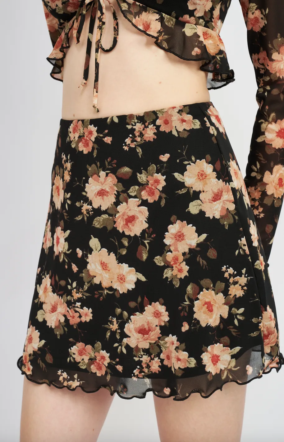 Mesh Print Mini Skirt
