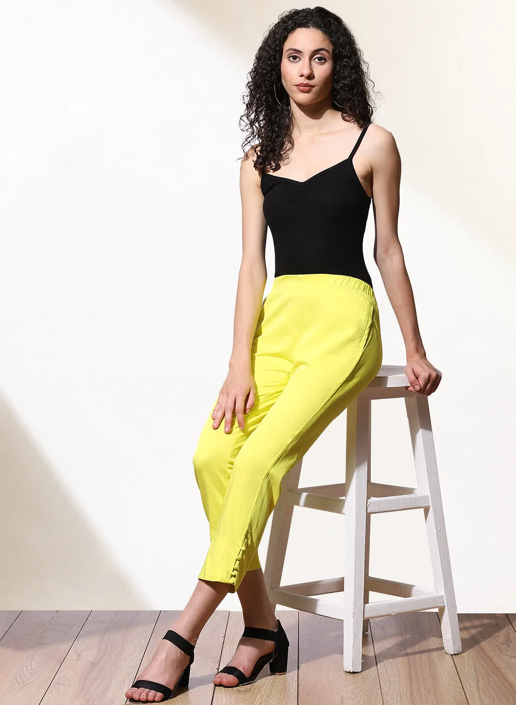 Mia Mustard Relaxed Fit Pants for Women