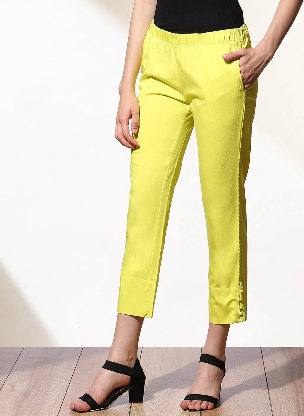 Mia Mustard Relaxed Fit Pants for Women