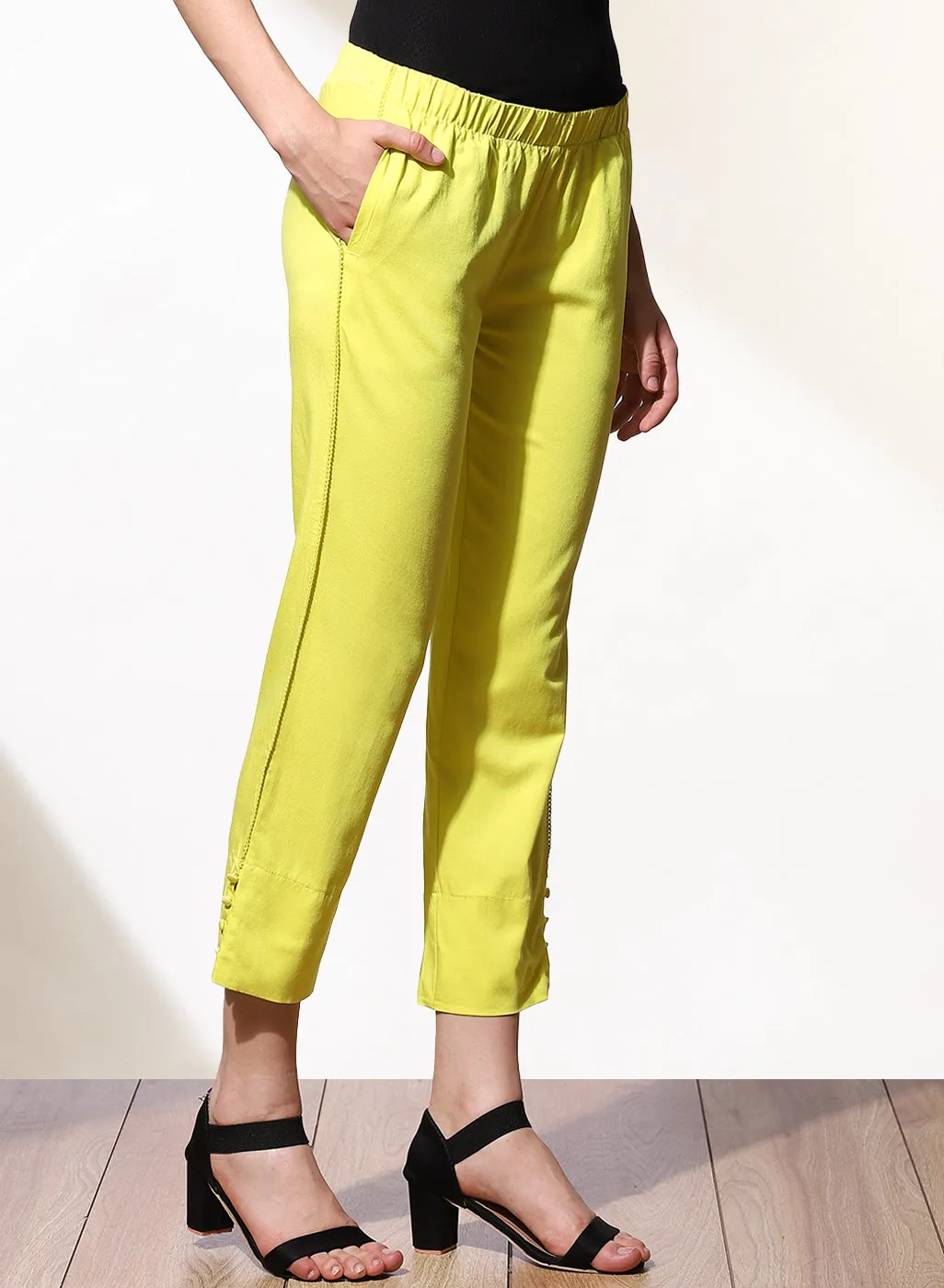 Mia Mustard Relaxed Fit Pants for Women