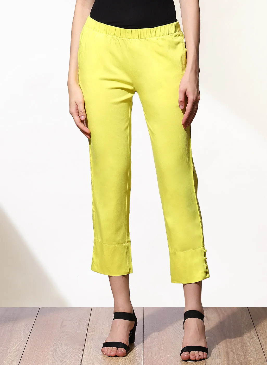 Mia Mustard Relaxed Fit Pants for Women