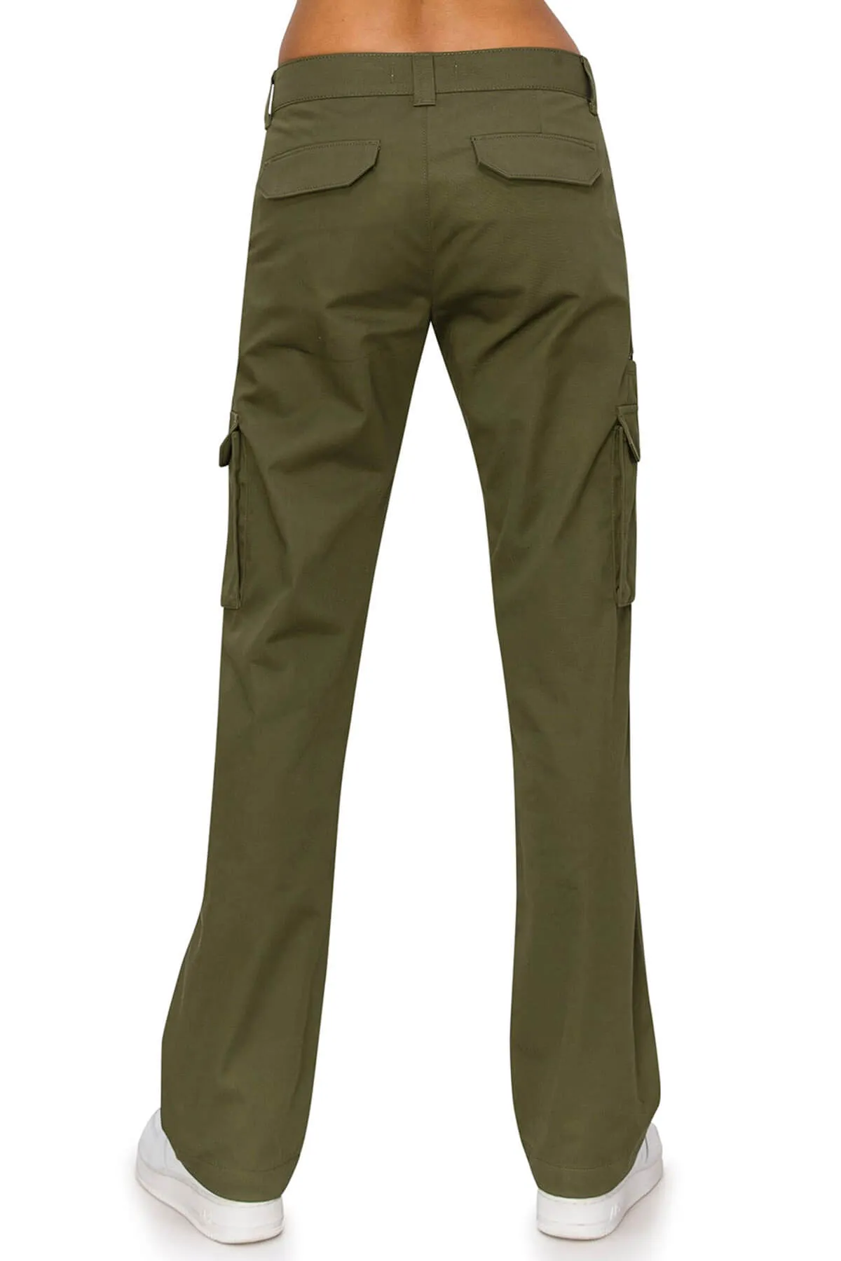 Mid Rise Relaxed Fit Cargo Work Pants - Olive