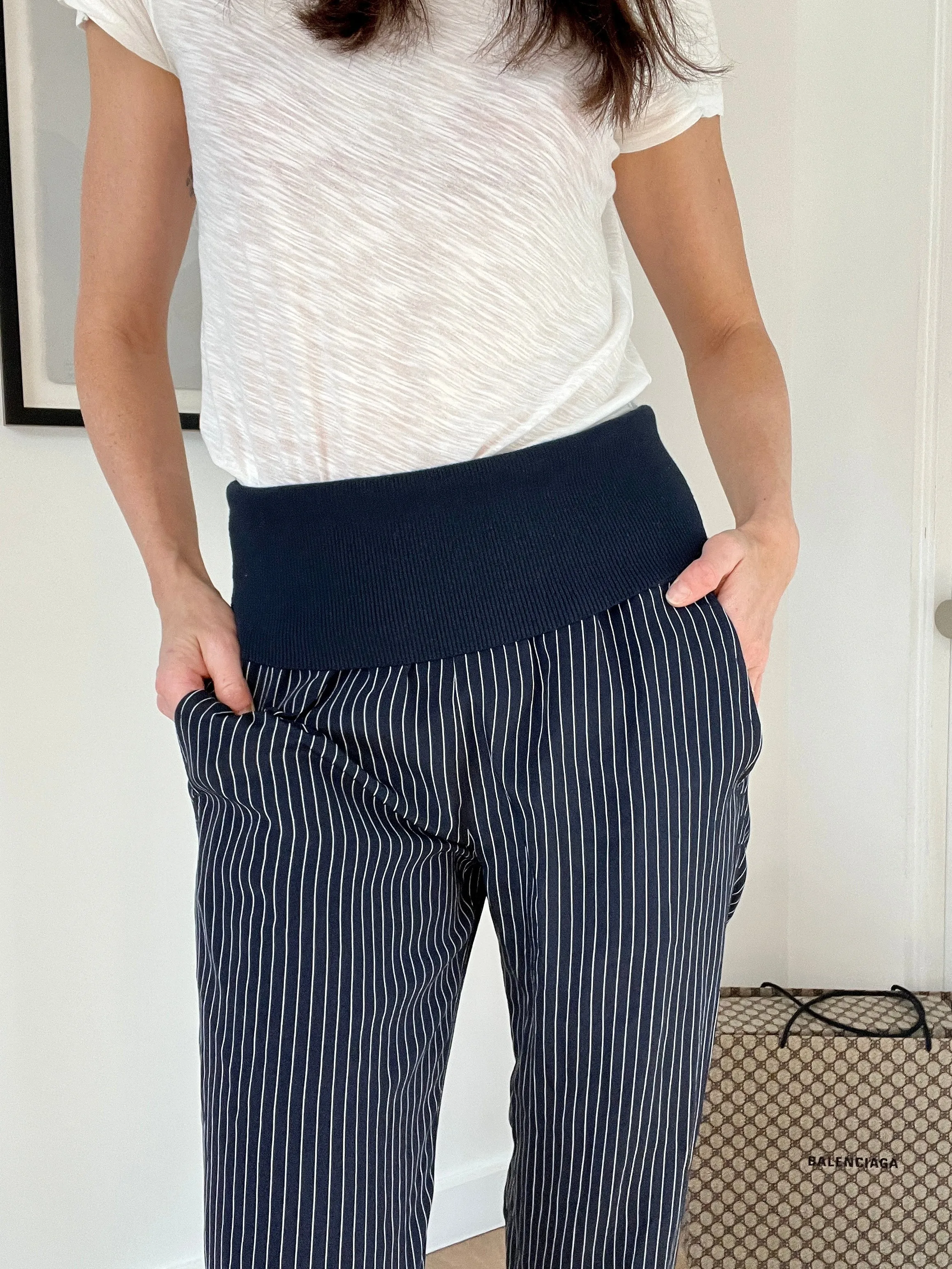 Navy Silk Pants - S
