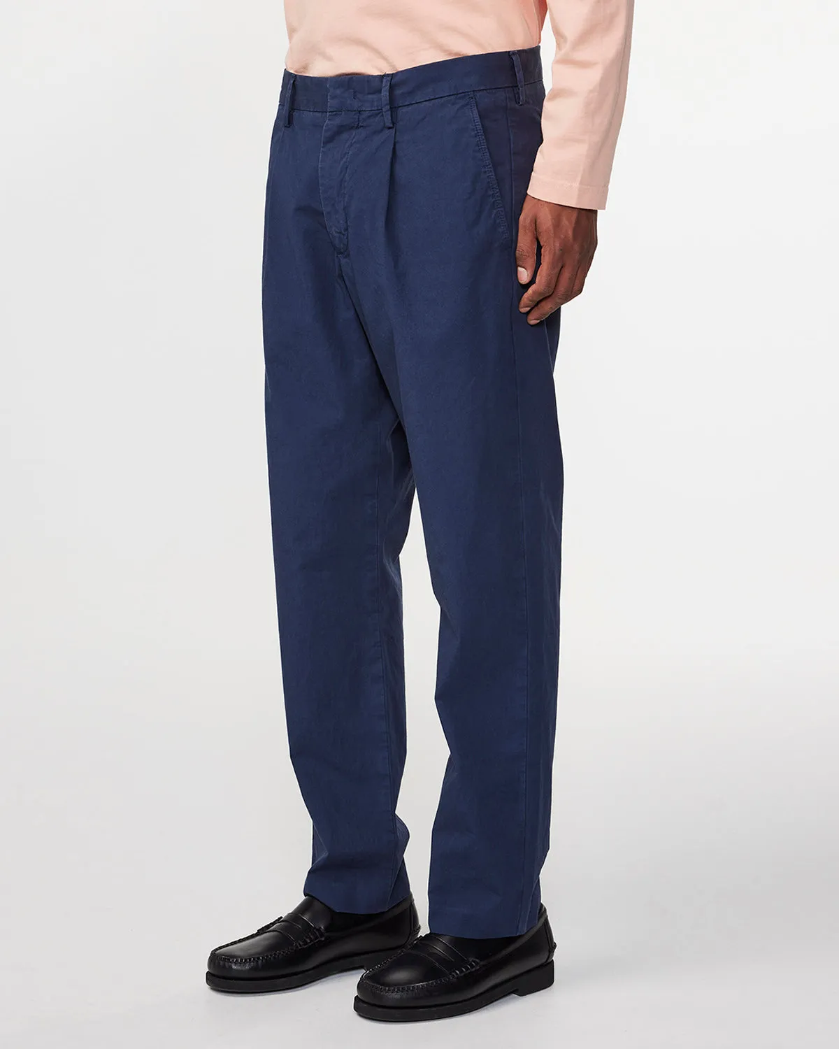 No Nationality Bill Pleated Chino - Navy Blue