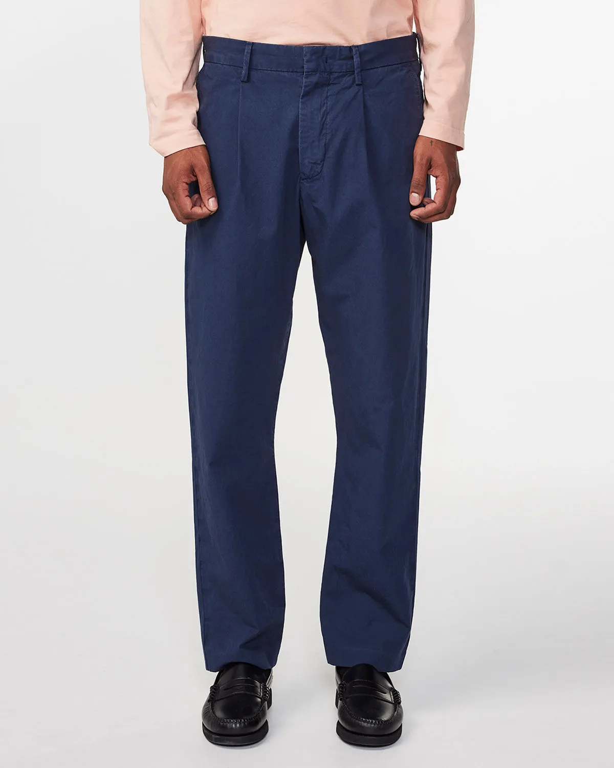 No Nationality Bill Pleated Chino - Navy Blue