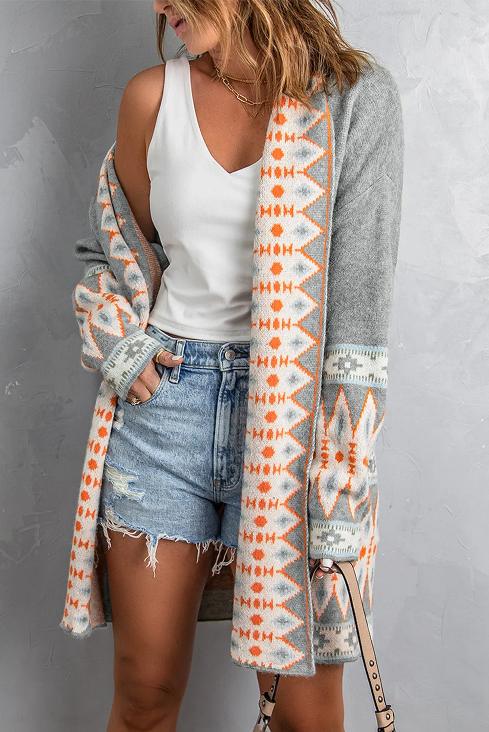 Open Front Knitted Cardigan