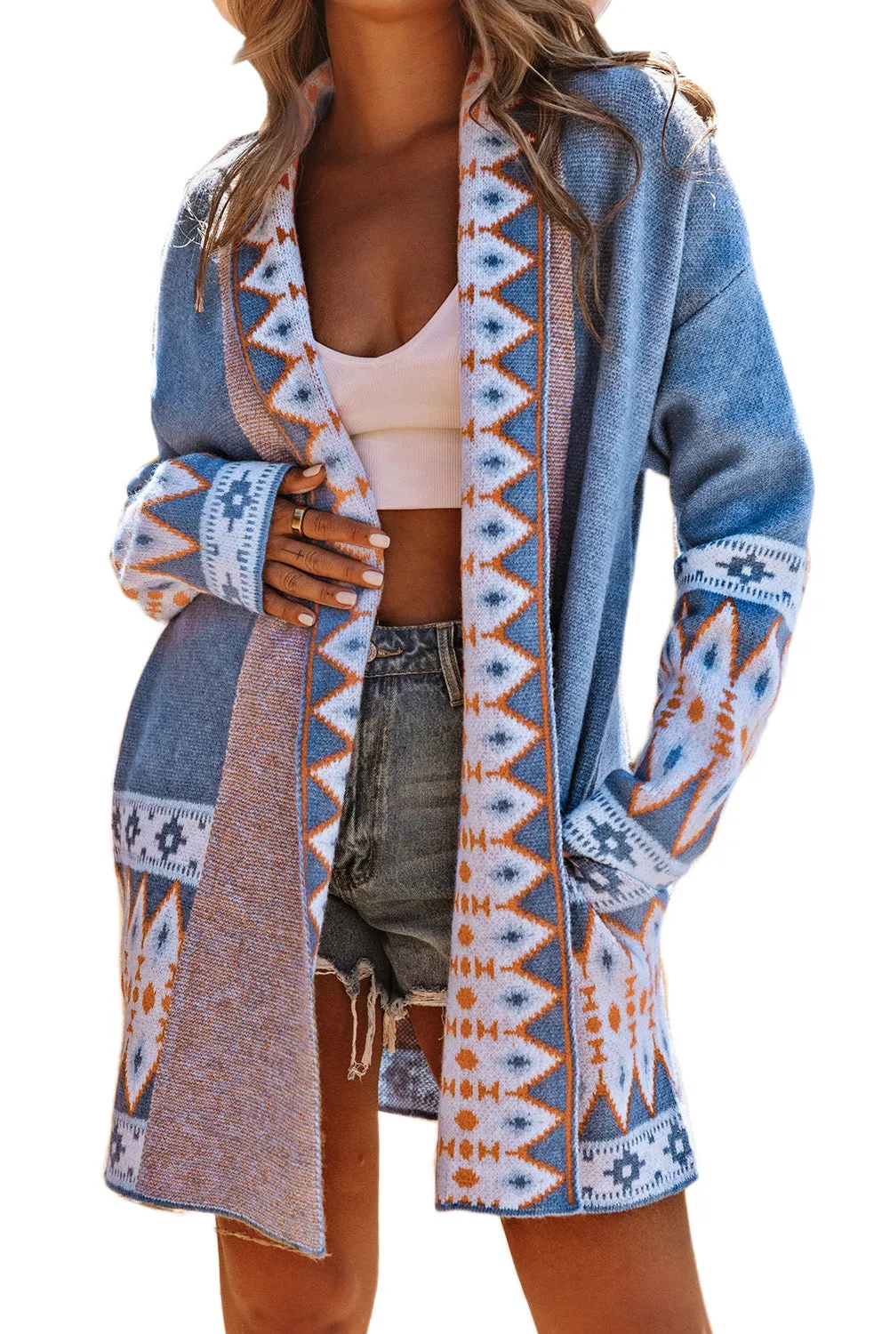 Open Front Knitted Cardigan