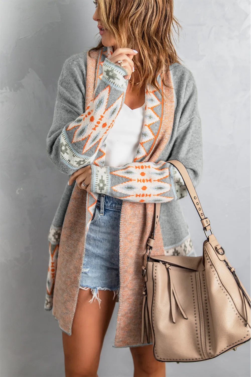 Open Front Knitted Cardigan