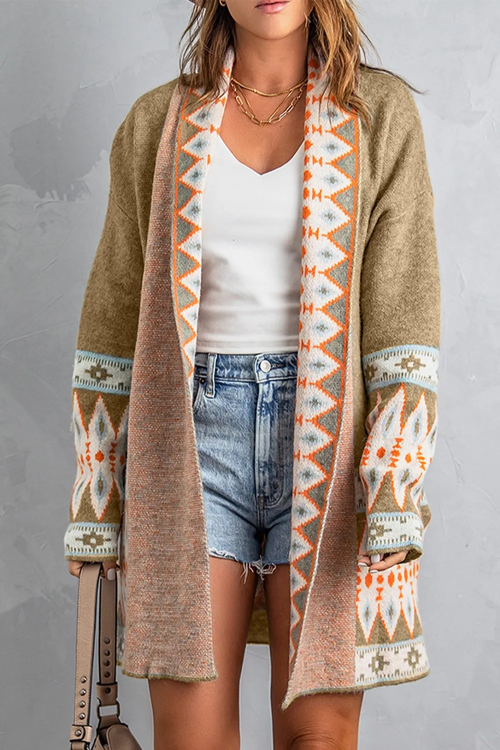 Open Front Knitted Cardigan