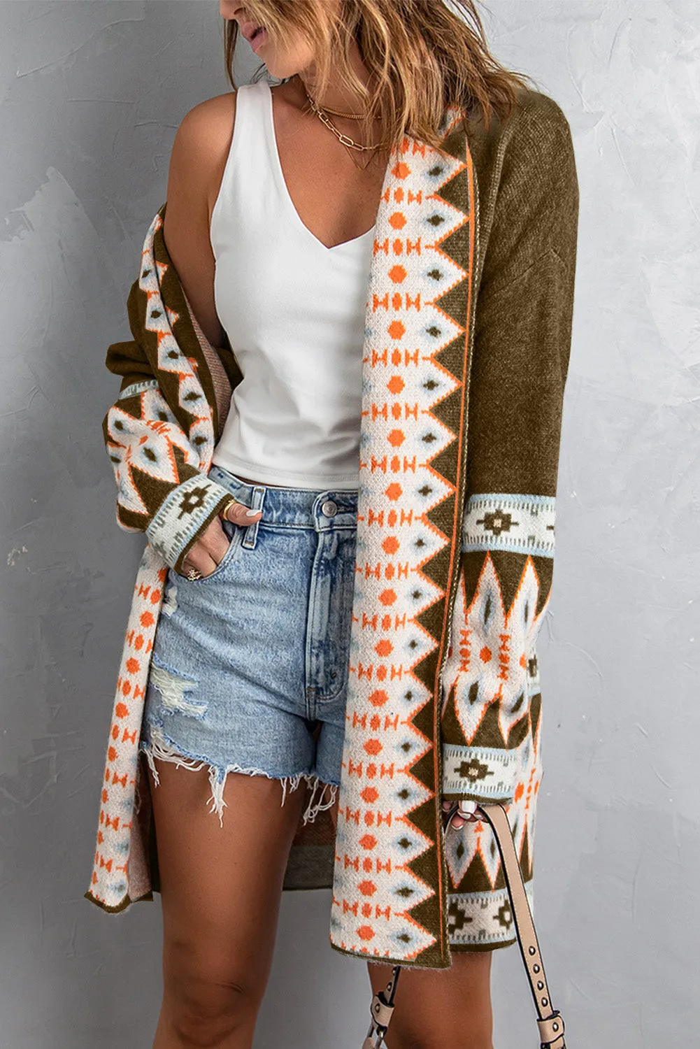 Open Front Knitted Cardigan