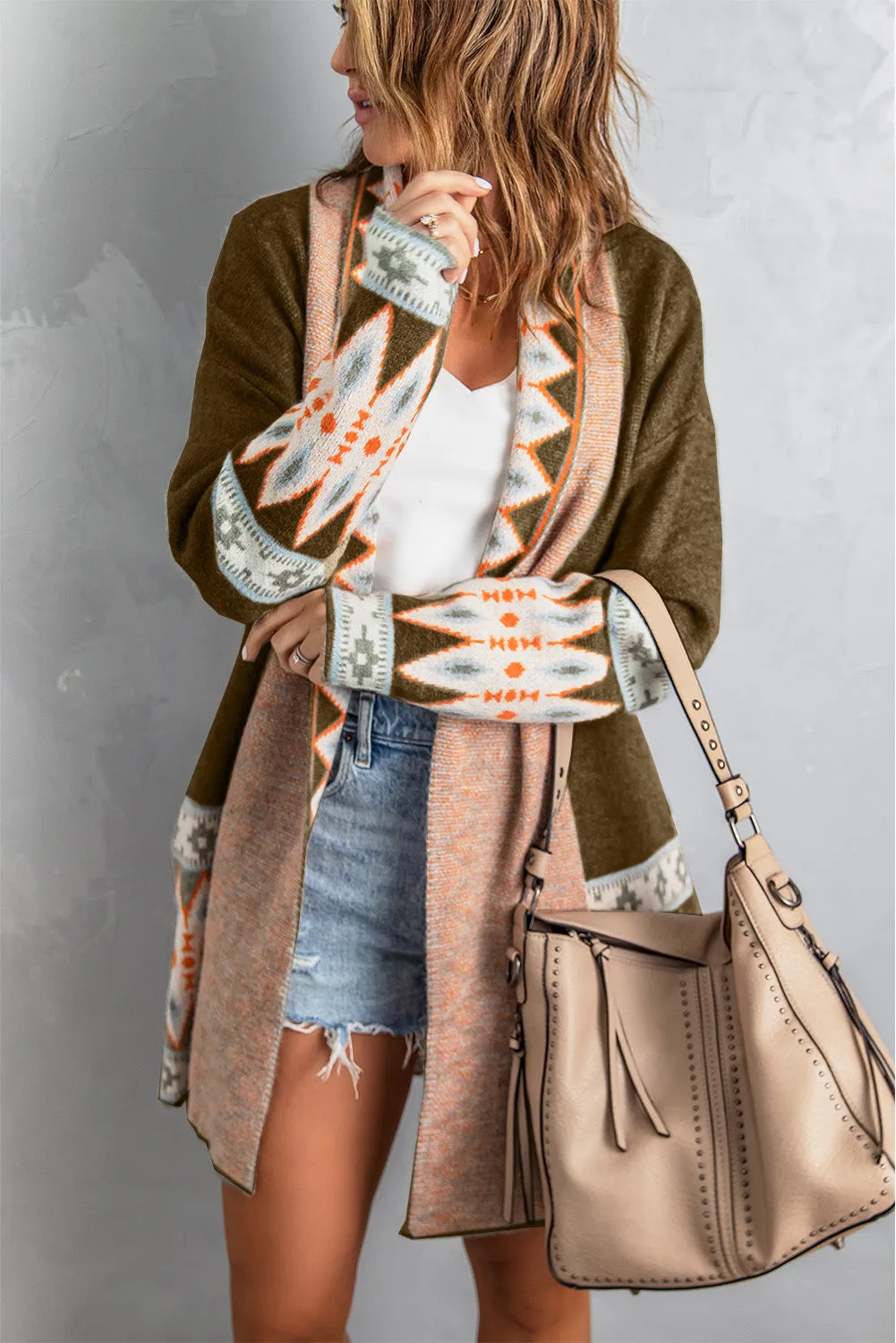 Open Front Knitted Cardigan