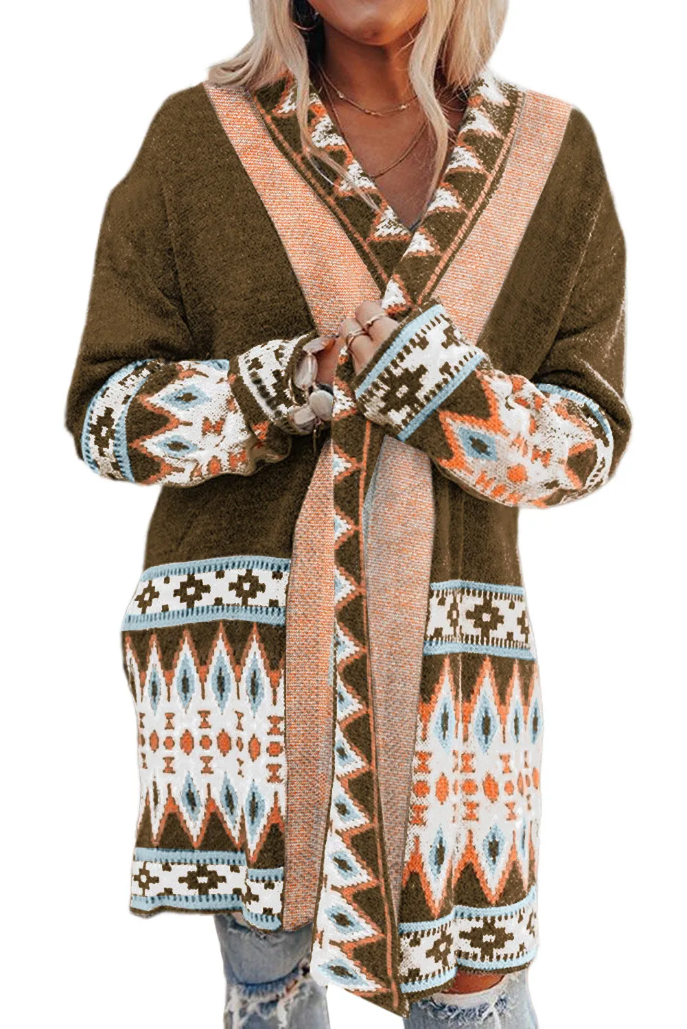Open Front Knitted Cardigan