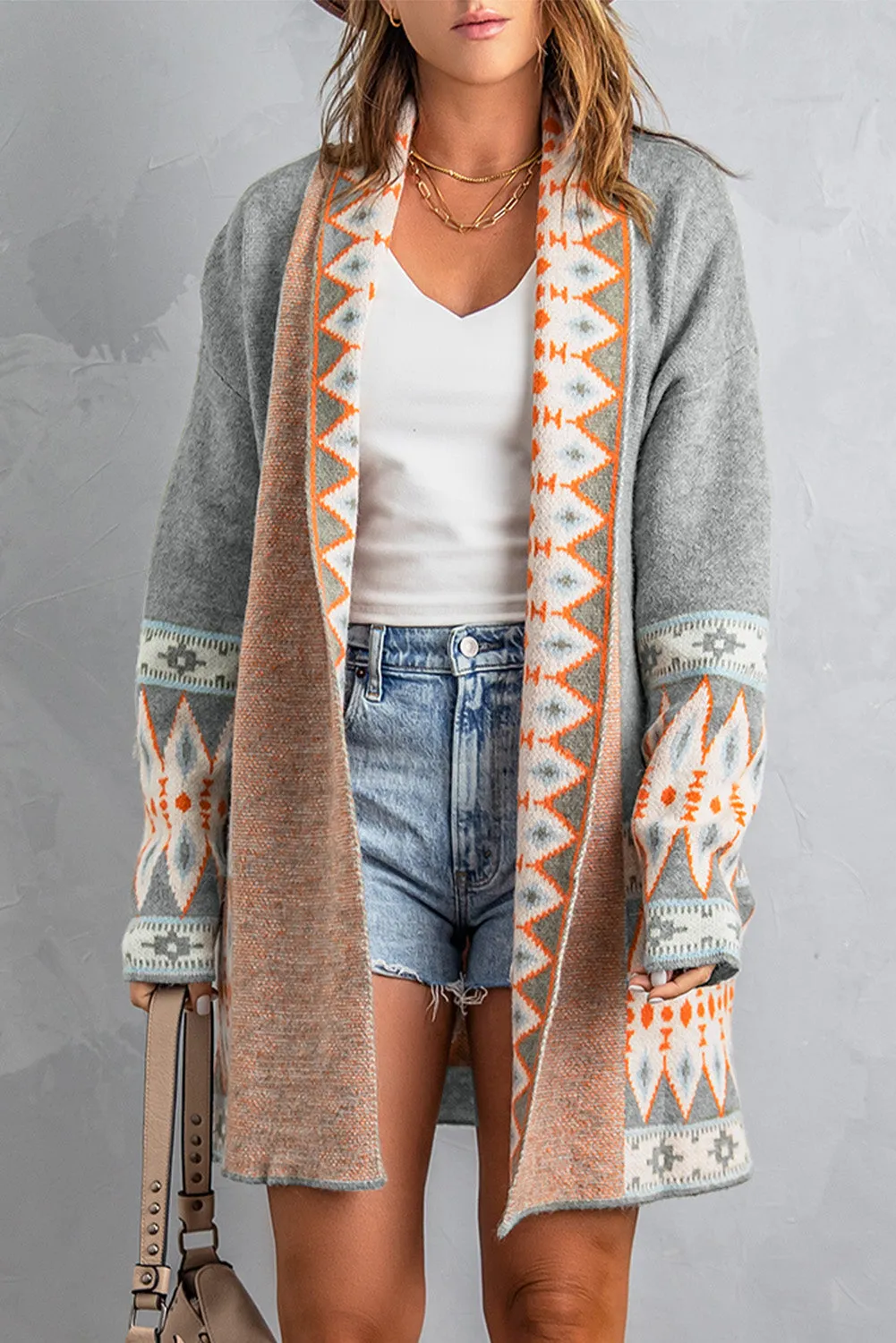 Open Front Knitted Cardigan