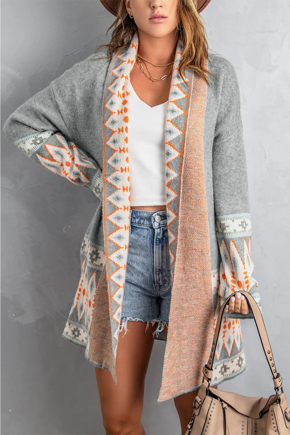 Open Front Knitted Cardigan