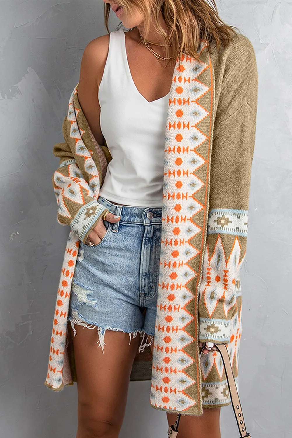 Open Front Knitted Cardigan