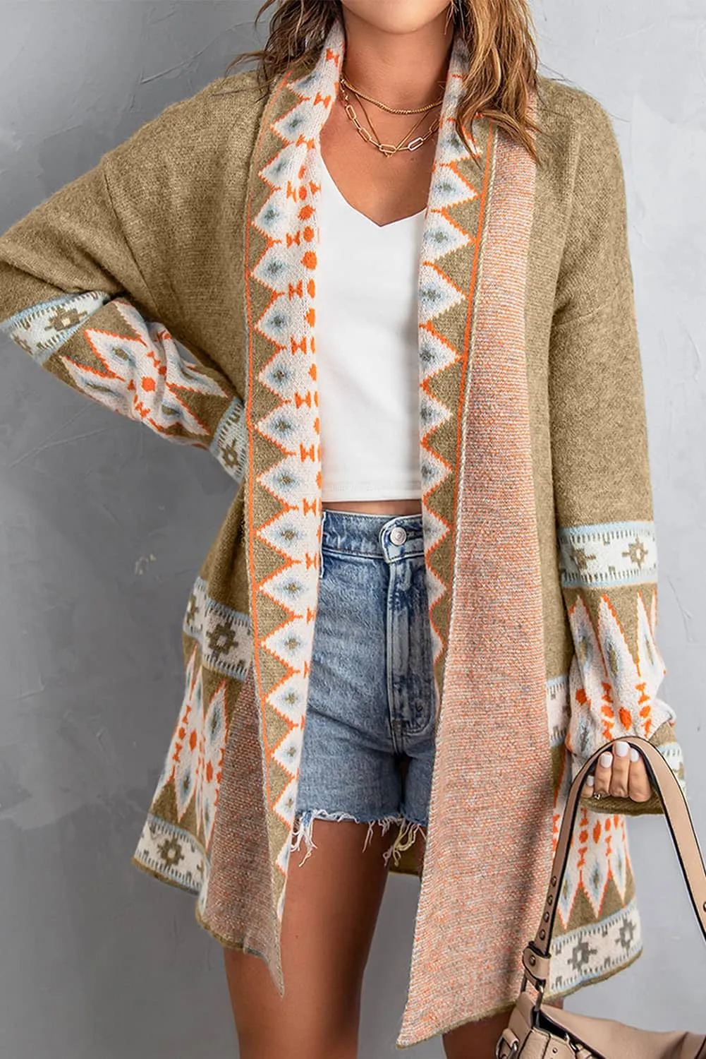 Open Front Knitted Cardigan