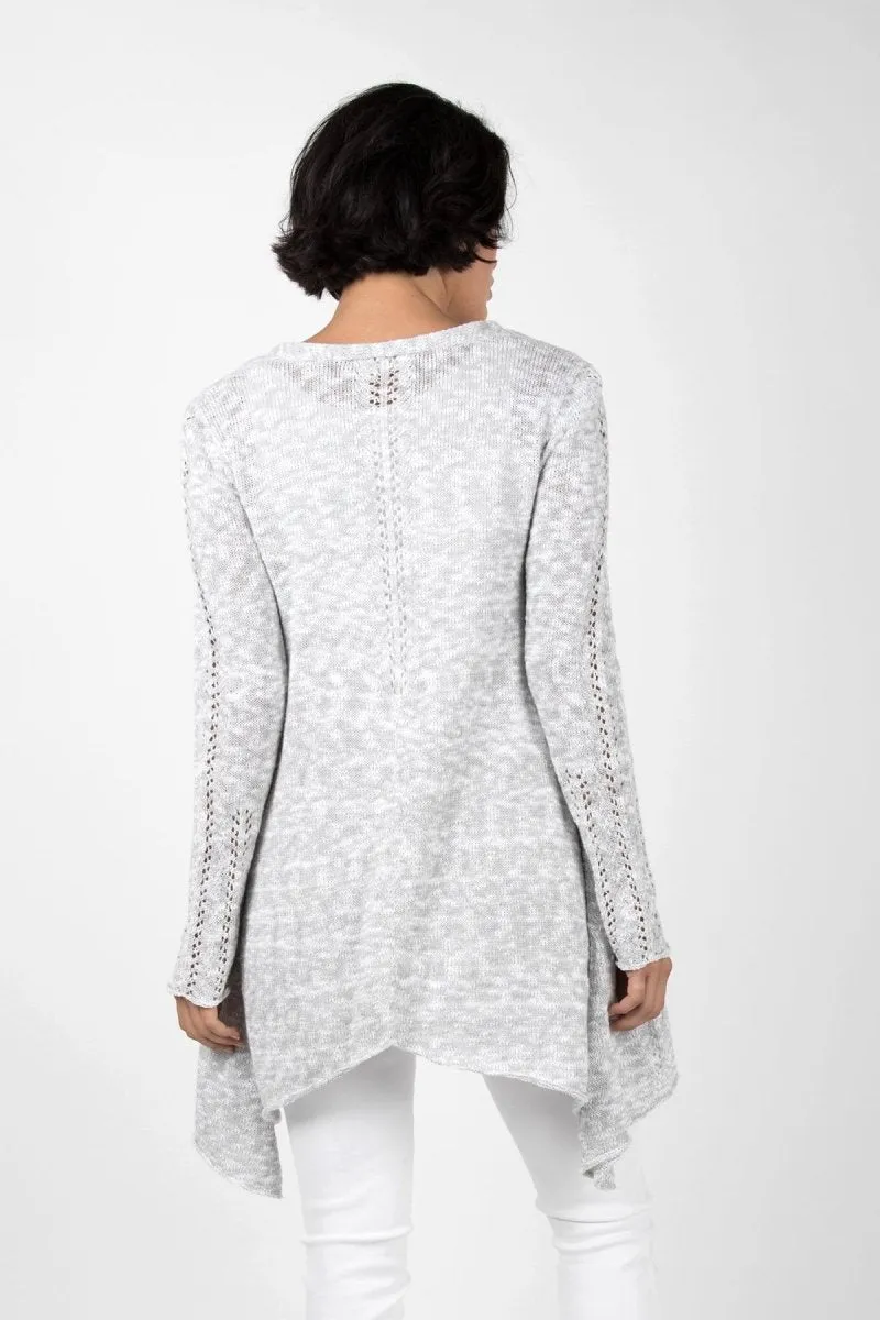 Open Front Melange Cardigan in White
