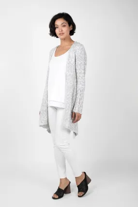 Open Front Melange Cardigan in White