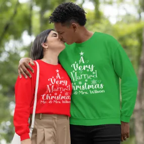 Personalized A Very Married Christmas Couples Sweatshirt, Christmas Shirt, Couples Shirts, Christmas Matching Couple, Grinch