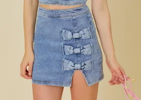 Ribbon Charm Denim Skirt