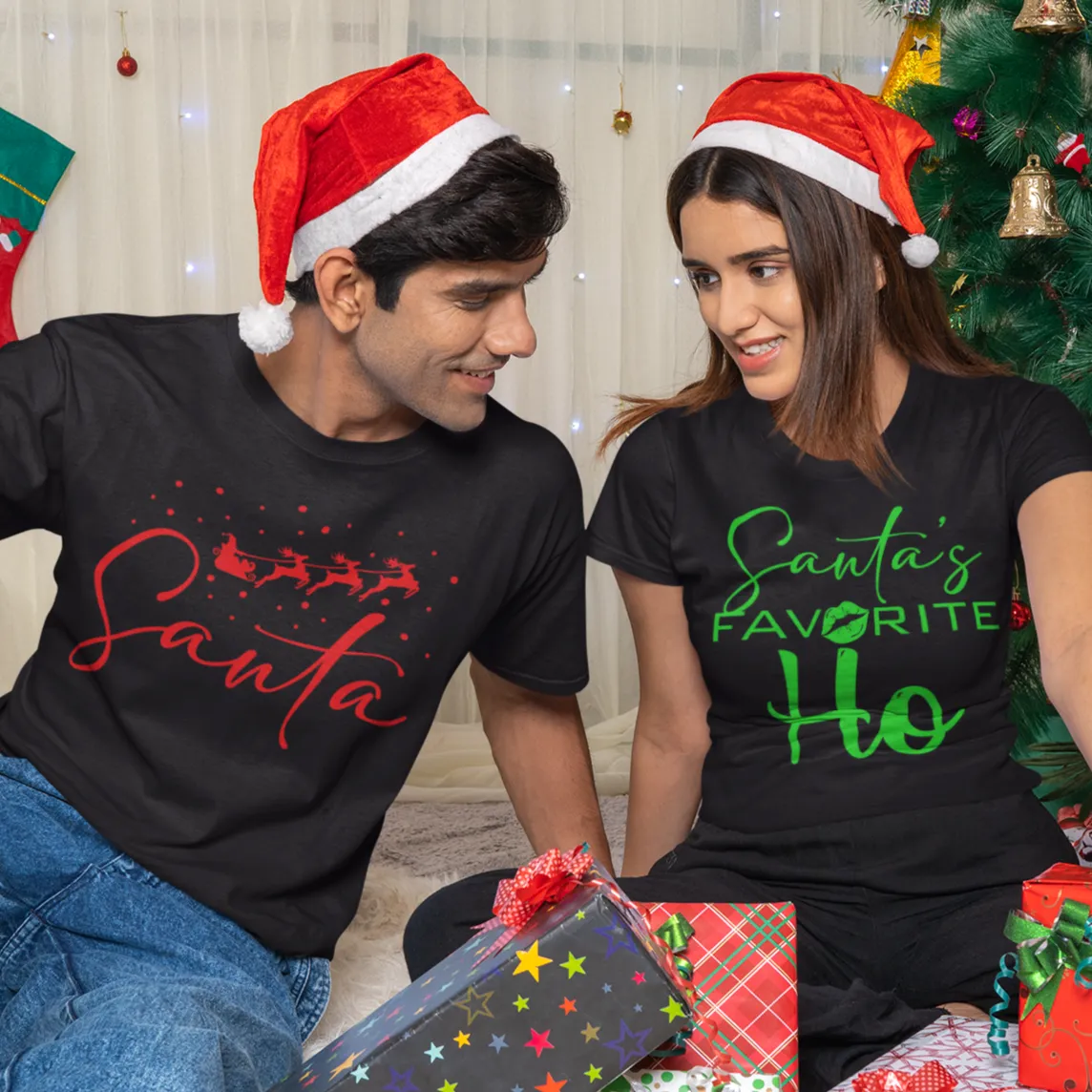 Santa's favorite Ho Couples Sweatshirt, Christmas Shirt, Couples Shirts, Christmas Matching Couple