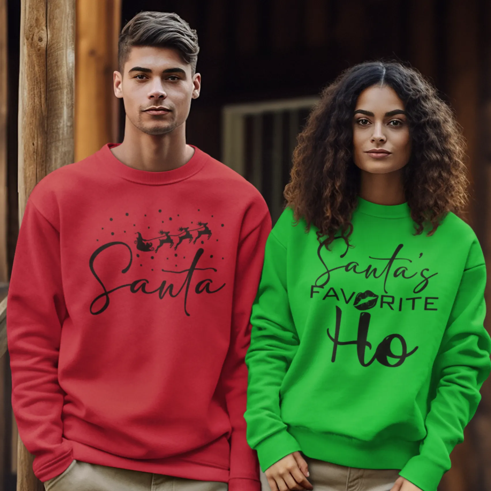 Santa's favorite Ho Couples Sweatshirt, Christmas Shirt, Couples Shirts, Christmas Matching Couple