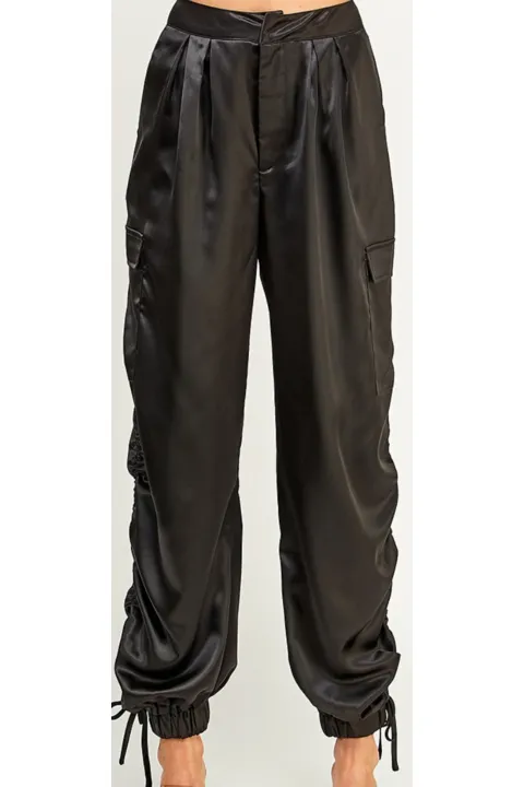 Sassy Satin Relaxed Cargo Pants