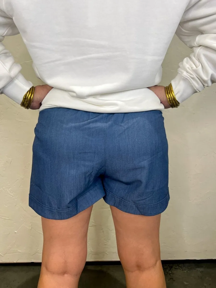 Shay High-Waisted Shorts - Indigo