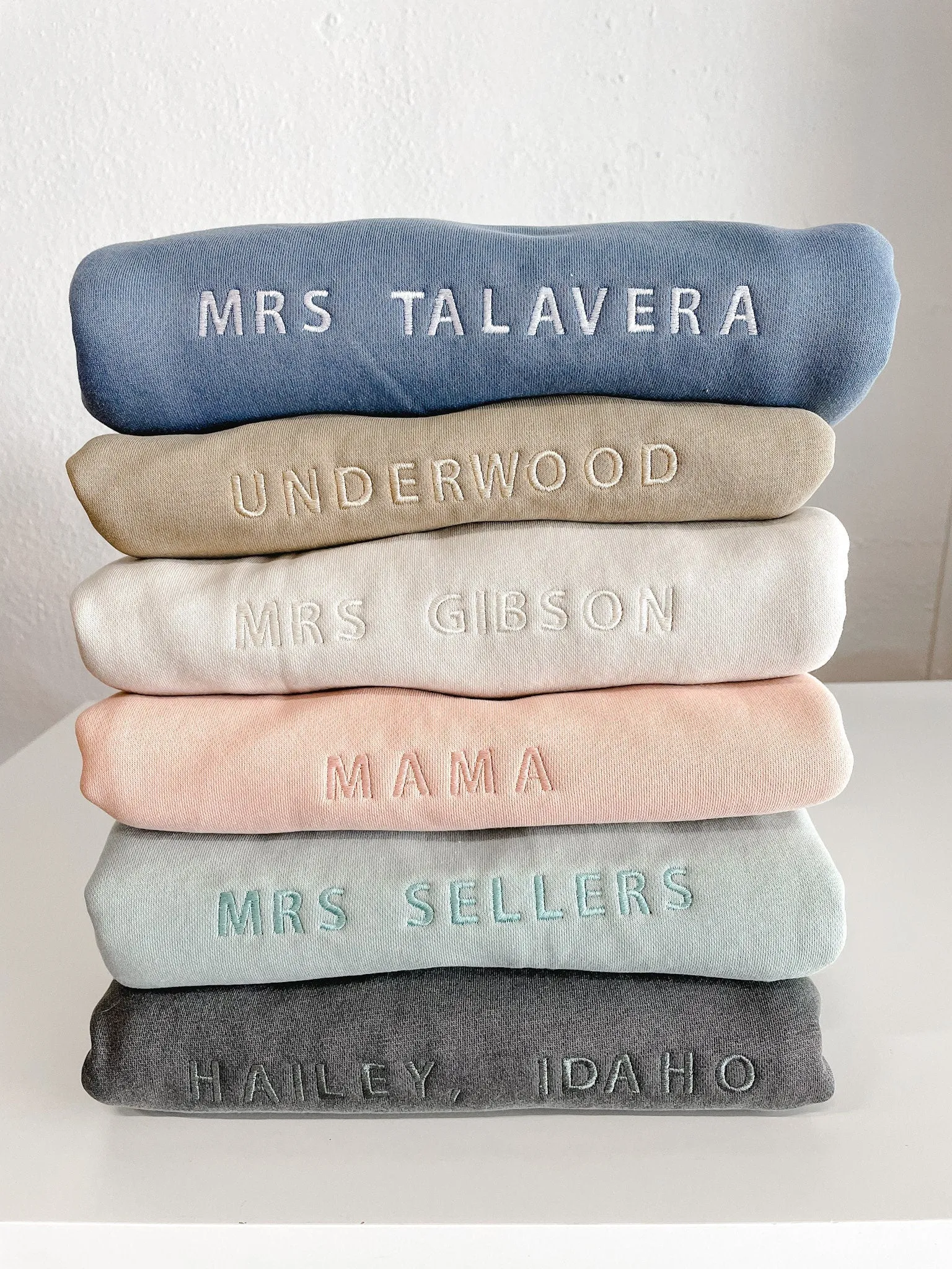 Simple custom Embroidered Sweatshirt, Bride Last Name Sweatshirt, Custom Oversized Vintage Sweatshirt