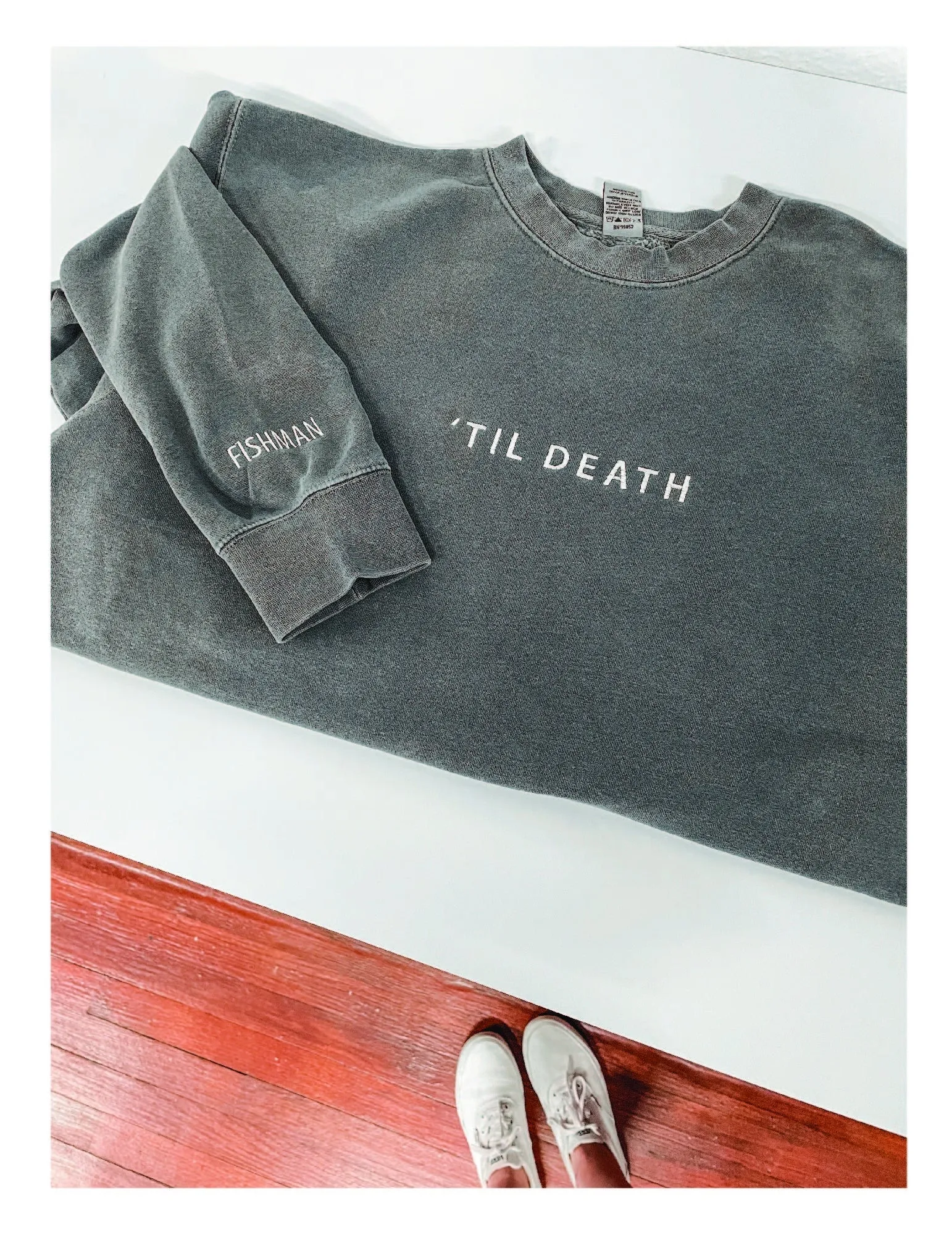 Simple custom Embroidered Sweatshirt, Bride Last Name Sweatshirt, Custom Oversized Vintage Sweatshirt
