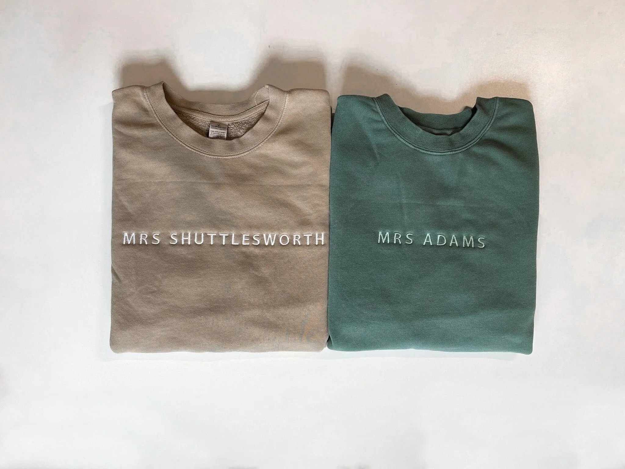 Simple custom Embroidered Sweatshirt, Bride Last Name Sweatshirt, Custom Oversized Vintage Sweatshirt