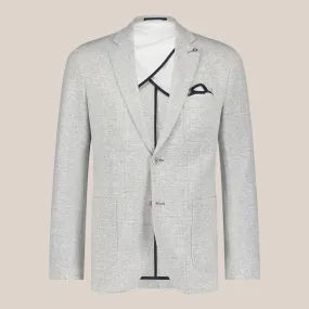 Tonal Glen Plaid Patch Pocket Jersey Blazer - Light Grey