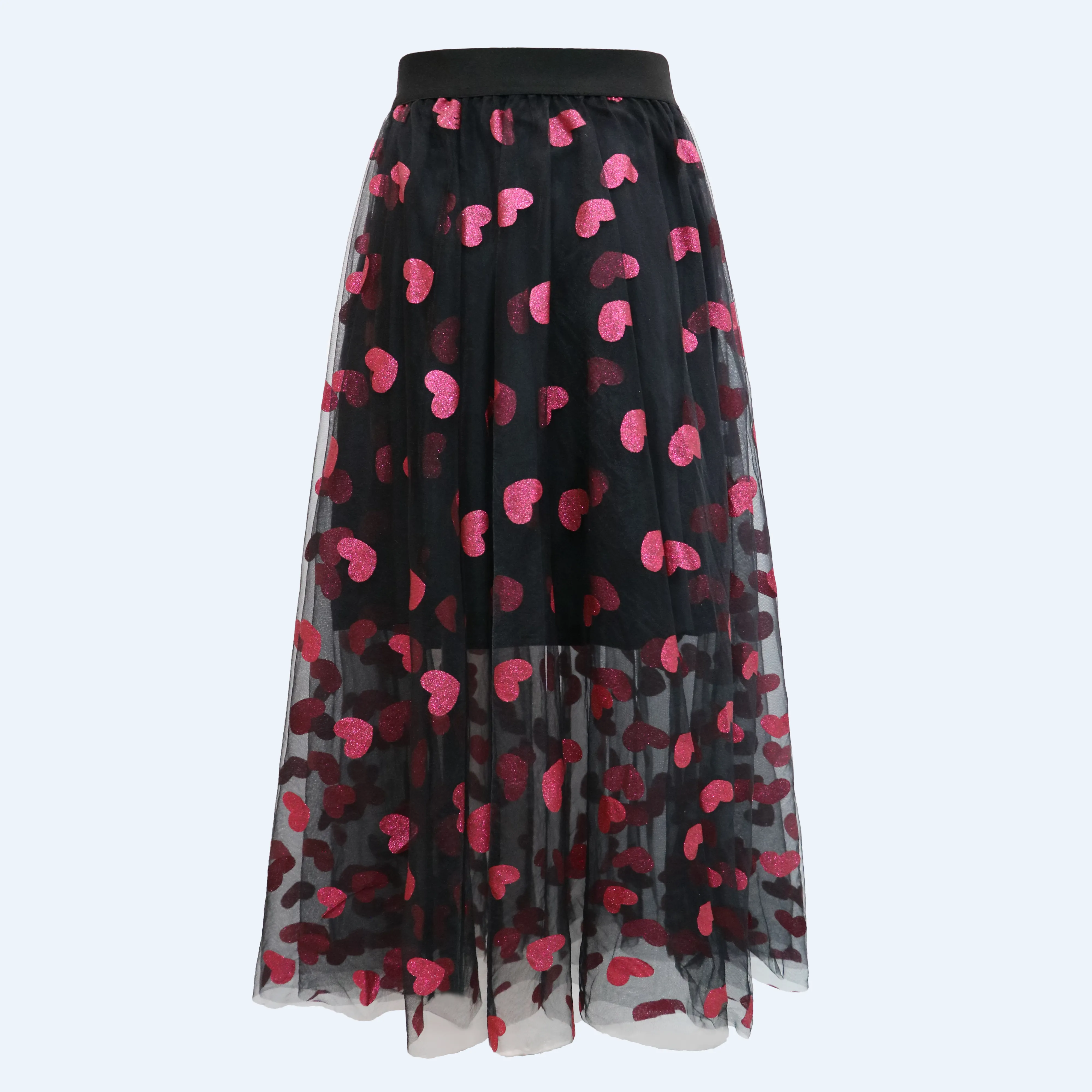 TULLE-HEART-SKIRT - BLACK PINK HEART
