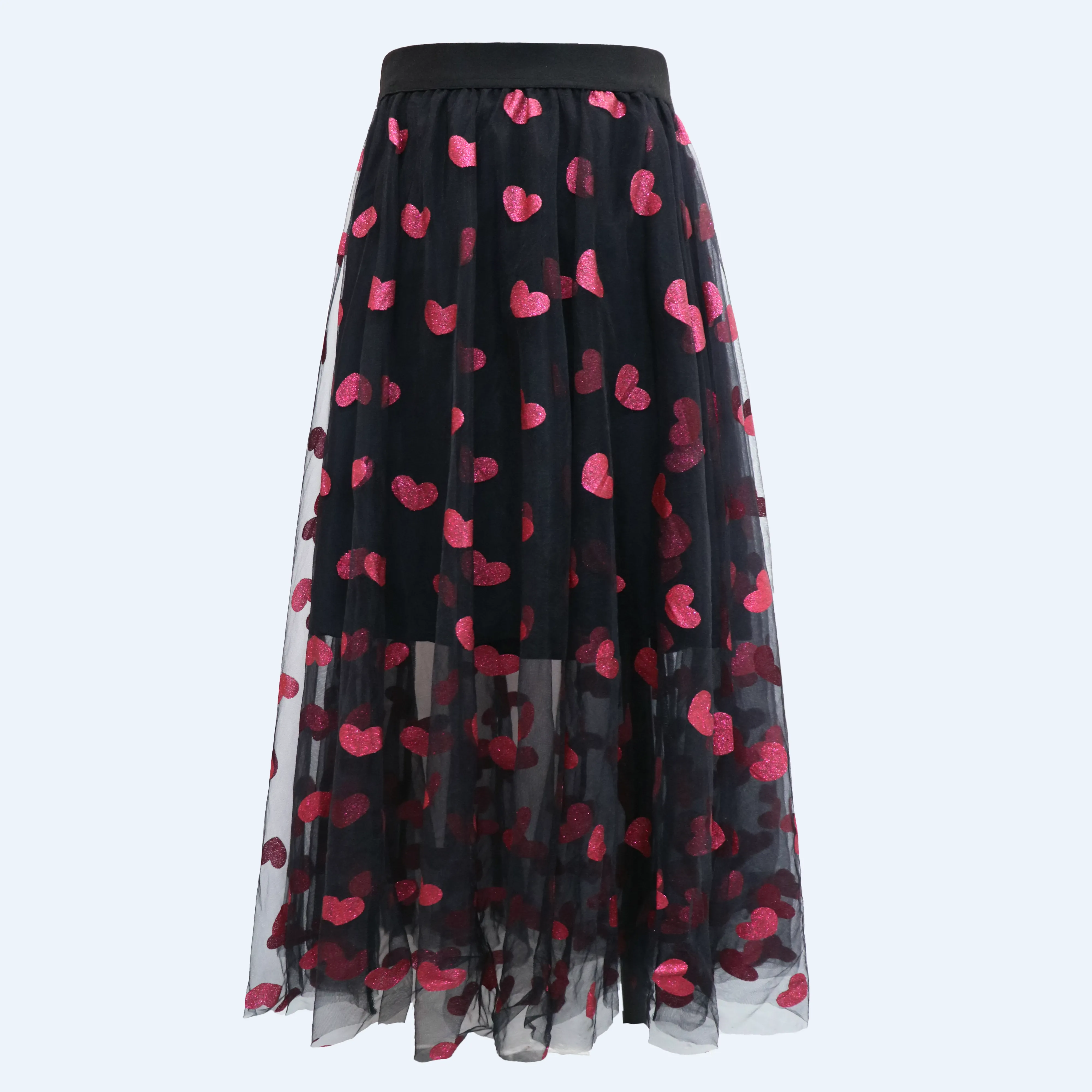 TULLE-HEART-SKIRT - BLACK PINK HEART