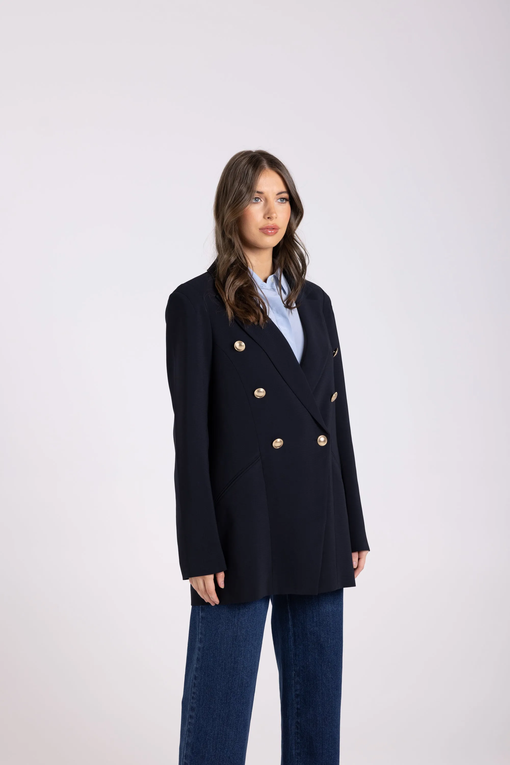 Two T's Long Line Blazer - French Navy