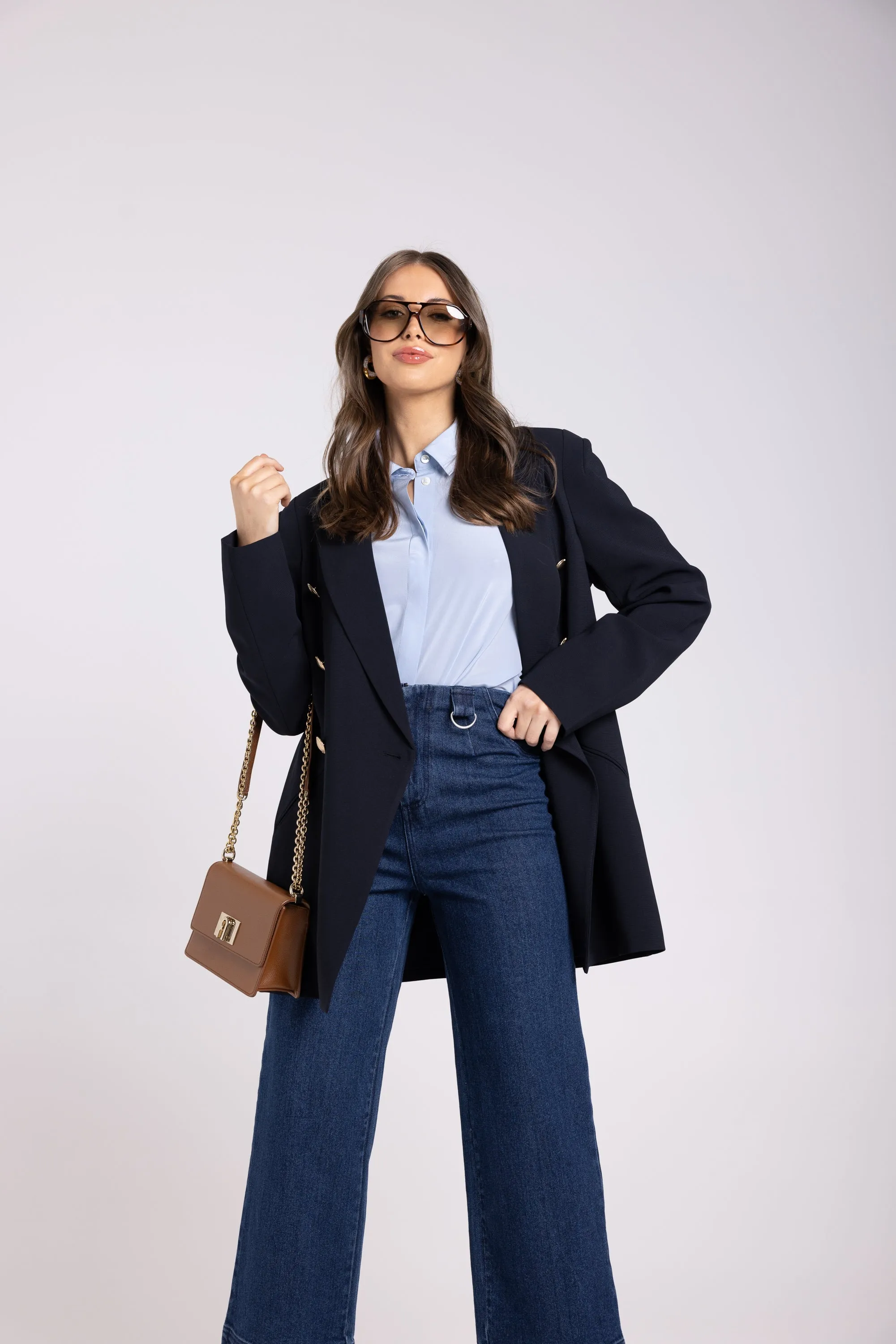 Two T's Long Line Blazer - French Navy