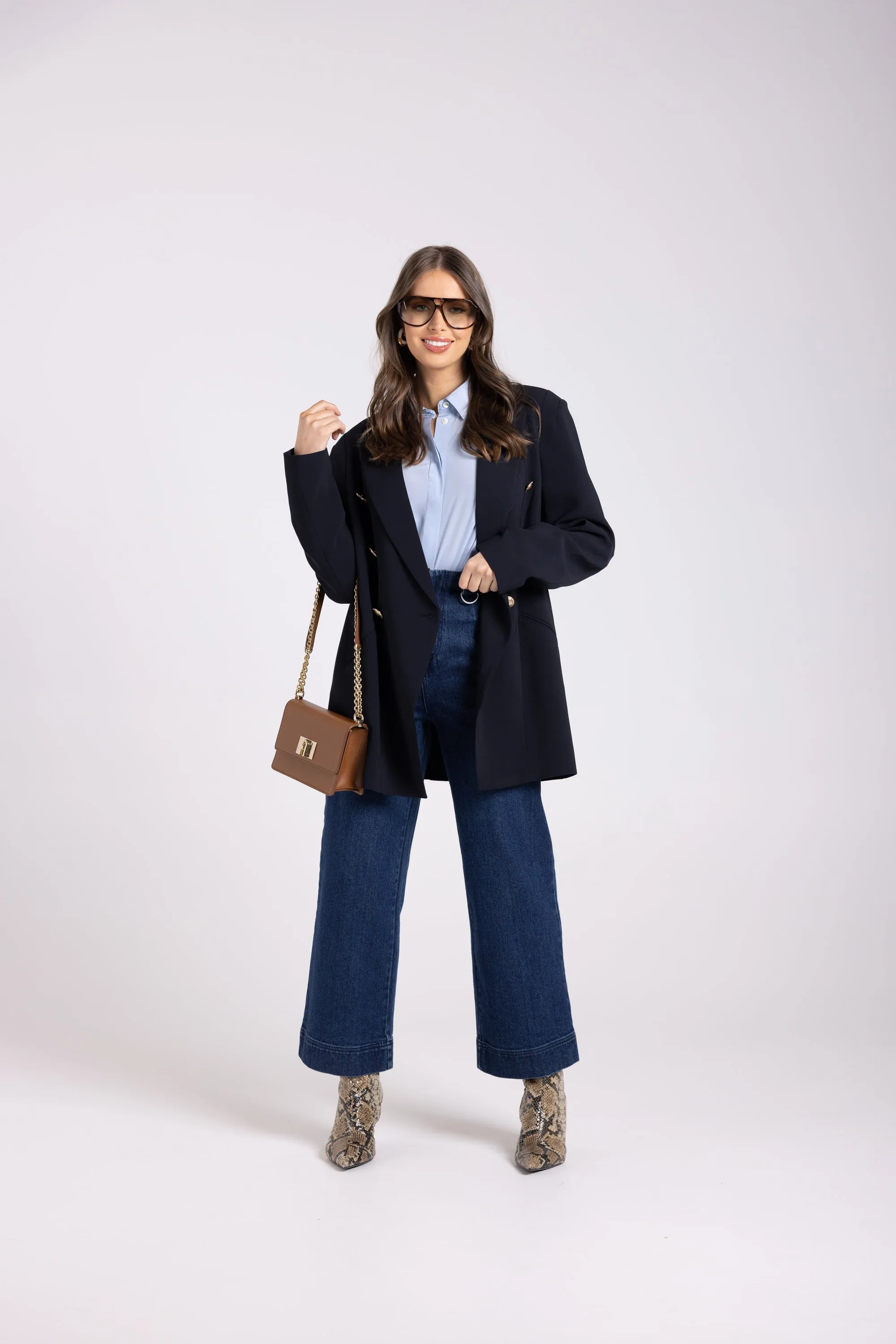 Two T's Long Line Blazer - French Navy