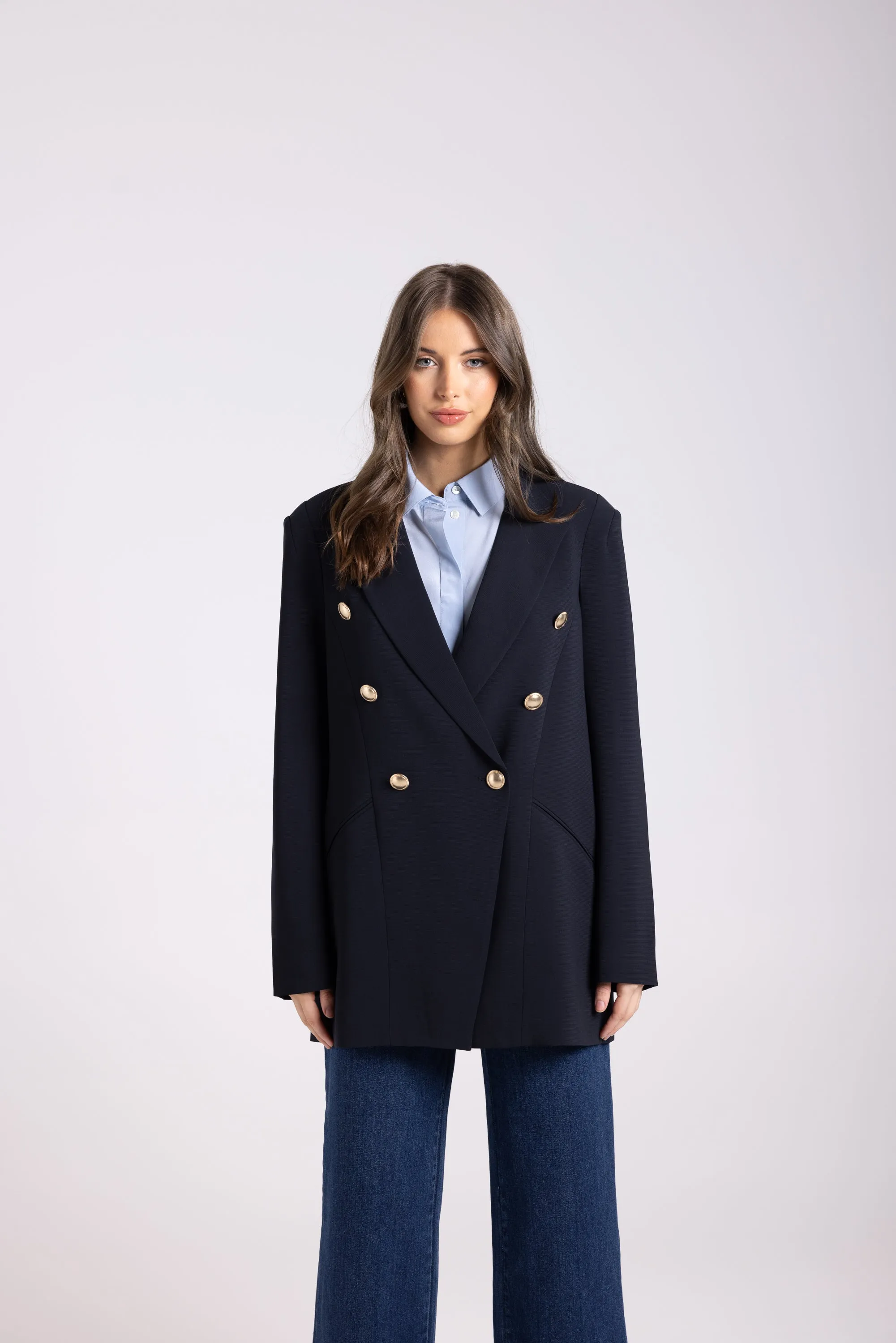 Two T's Long Line Blazer - French Navy