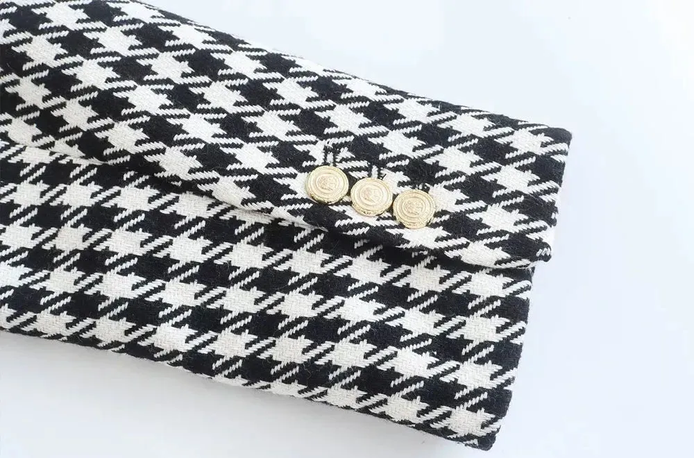 Vintage Houndstooth Blazer Coat