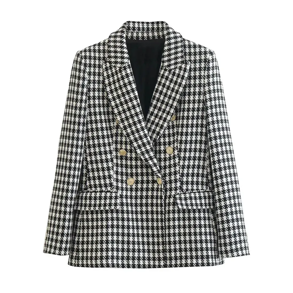 Vintage Houndstooth Blazer Coat