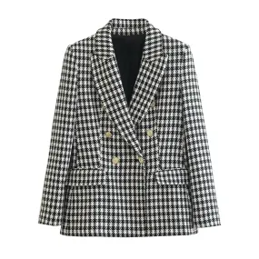 Vintage Houndstooth Blazer Coat