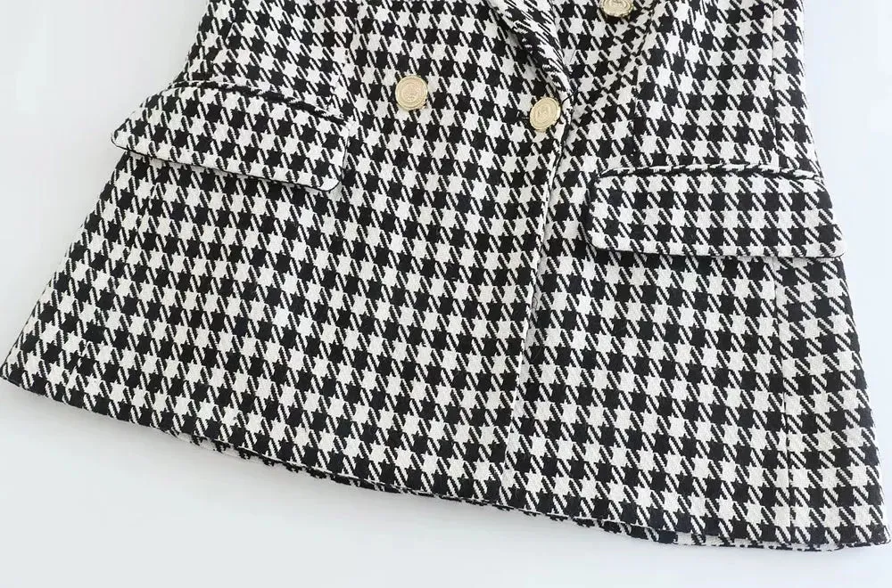 Vintage Houndstooth Blazer Coat