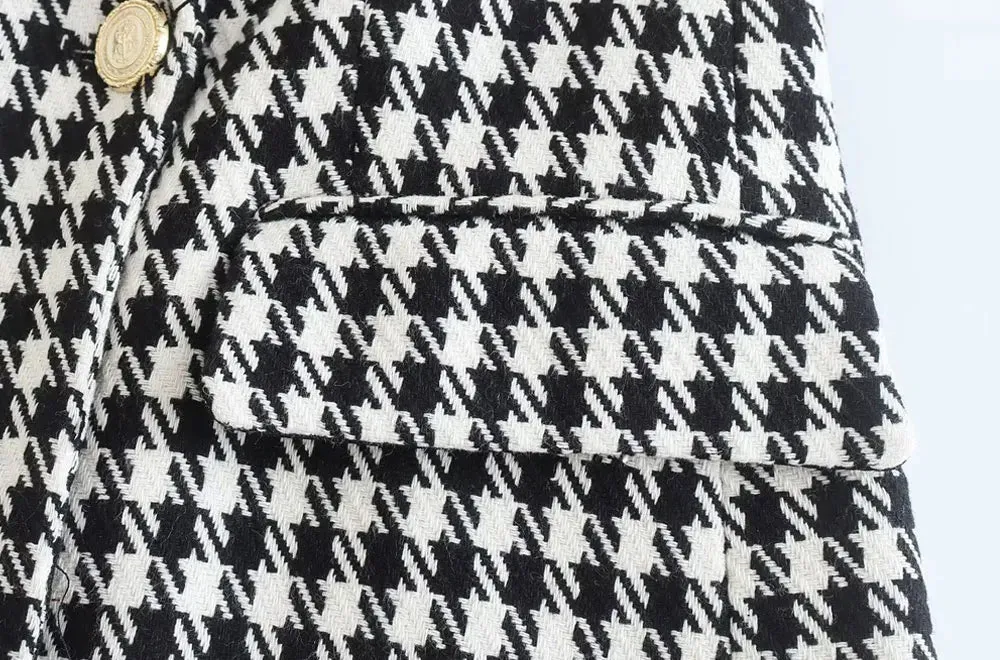 Vintage Houndstooth Blazer Coat
