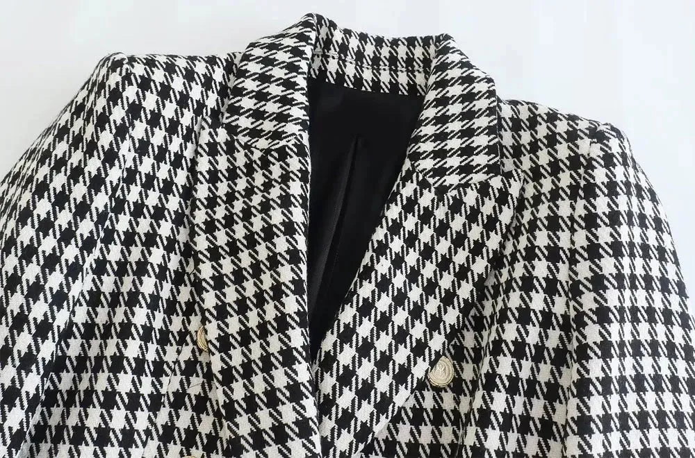 Vintage Houndstooth Blazer Coat