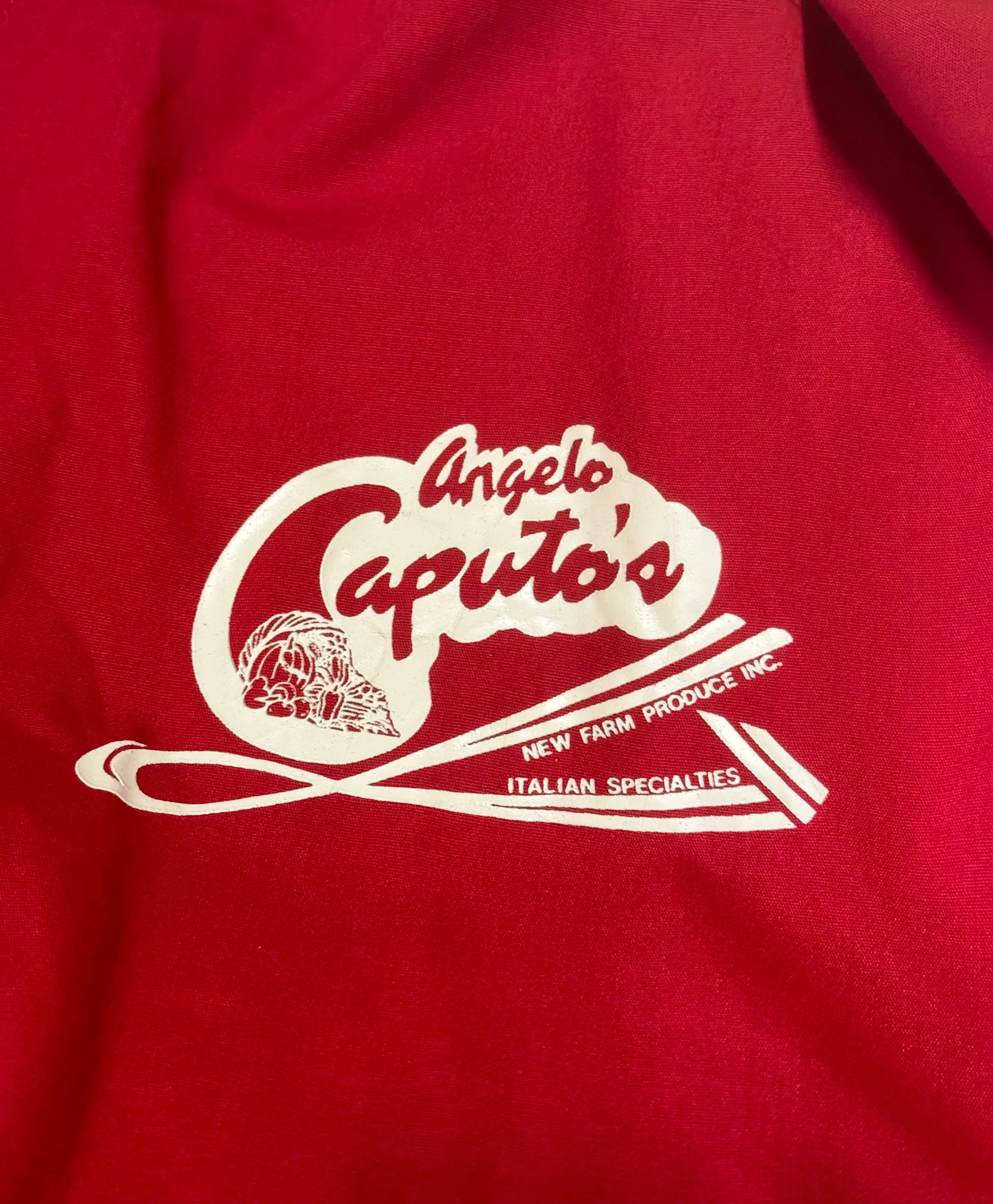 Vintage Red Angelo Caputo’s Farm Produce Bomber Jacket (XL)