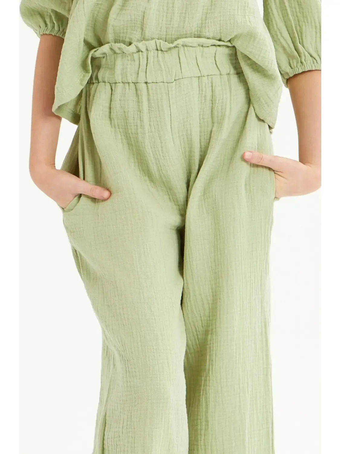 Wide Leg Cotton Gauze Pants