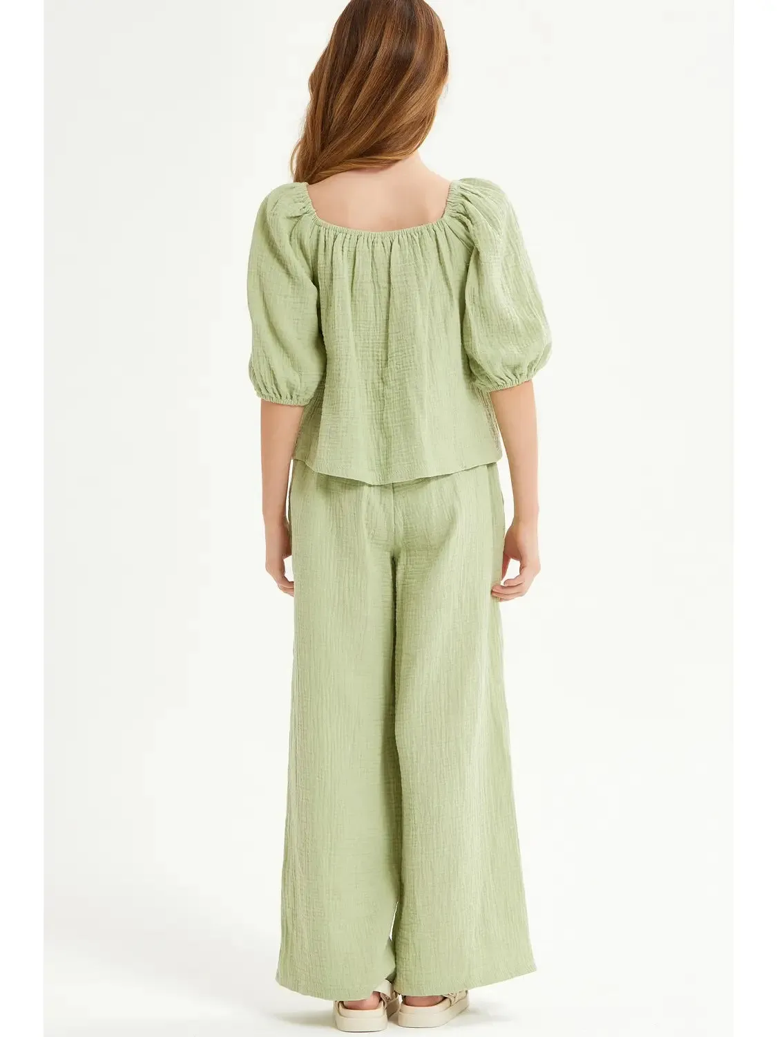 Wide Leg Cotton Gauze Pants