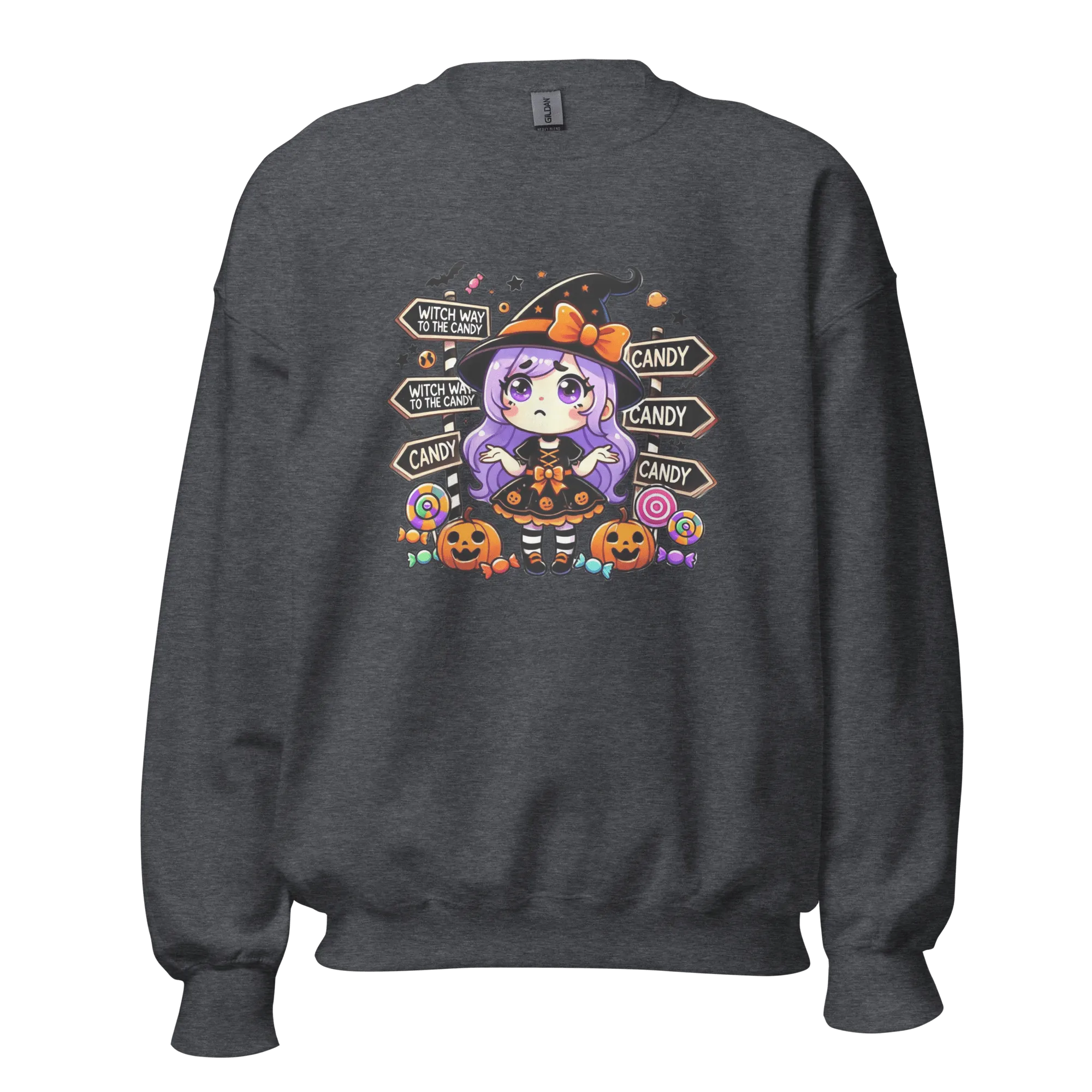 Witch Way To The Candy? - Halloween Sweatshirt - Fun Witch Halloween Sweatshirt