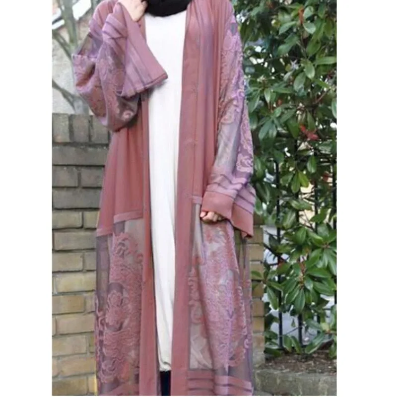 Women Pakistan Clothing Qatar Uae Muslim Kimono Hijab Front Open Abaya Sexy Arab Turkey Women Clothes Islamic Cardigans D703