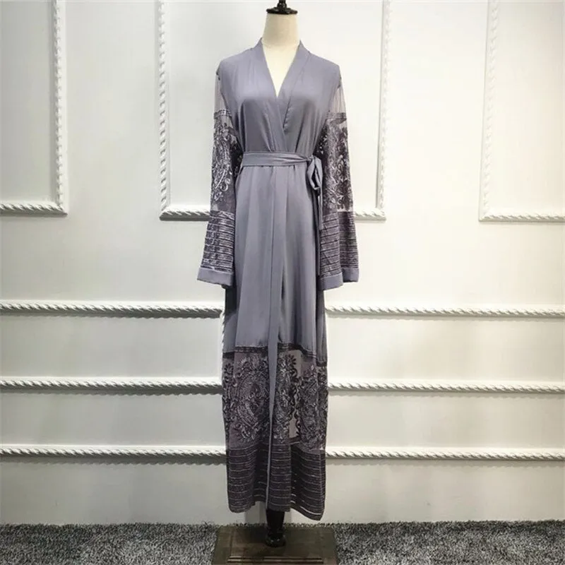 Women Pakistan Clothing Qatar Uae Muslim Kimono Hijab Front Open Abaya Sexy Arab Turkey Women Clothes Islamic Cardigans D703